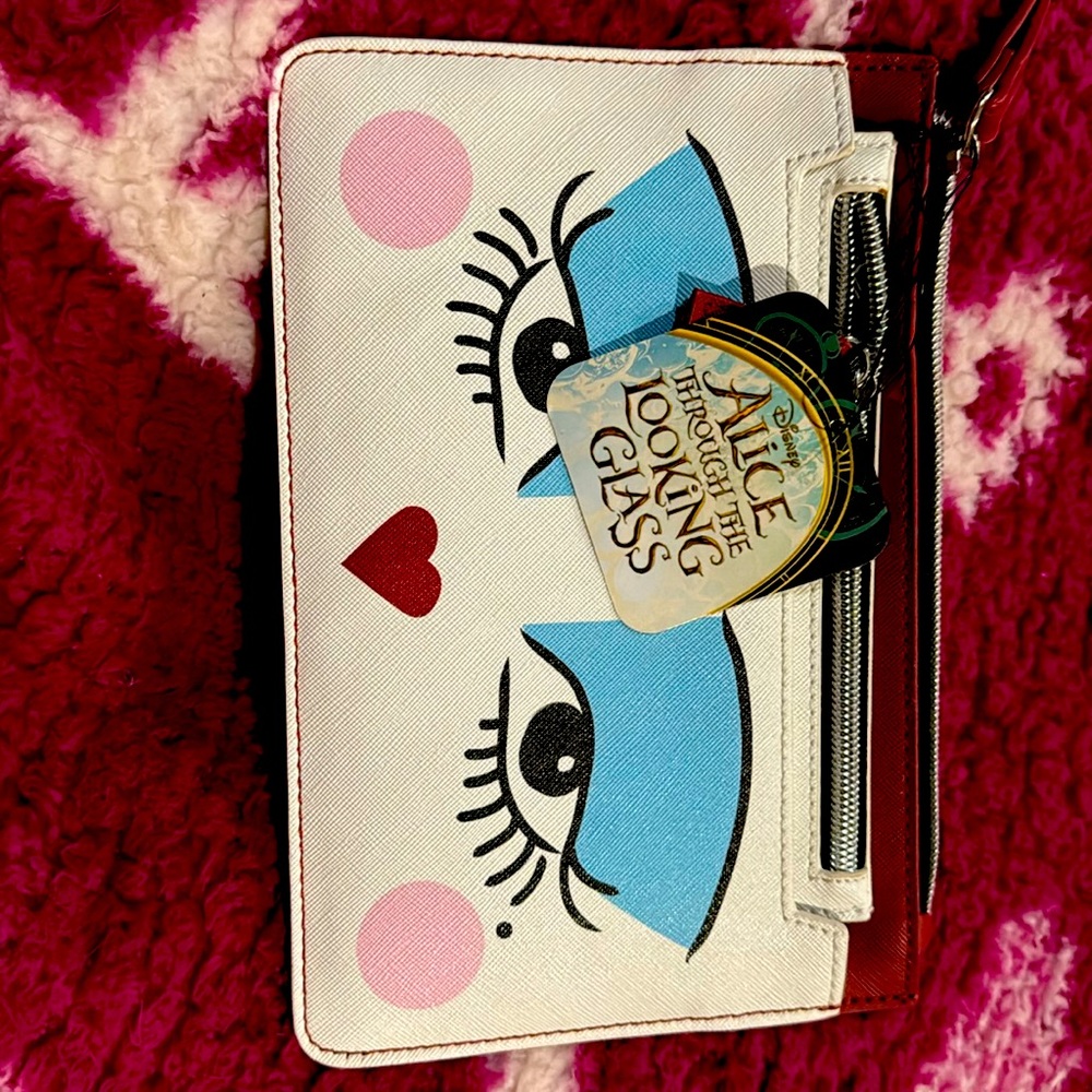 Alice in Wonderland Wallet Wristlet Through The Looking Glass small zippered bag